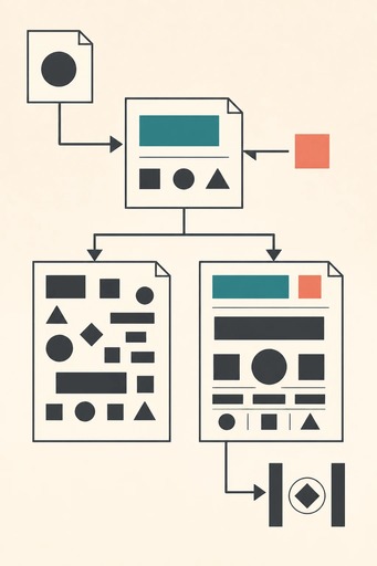 Stepped diagram links a reader goal to a fixed teal rule, coral tone adjustment, revised copy and separate verification gate.